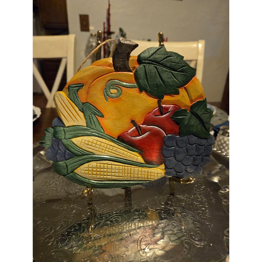 cottagecore decor granny core wood fruit plaque